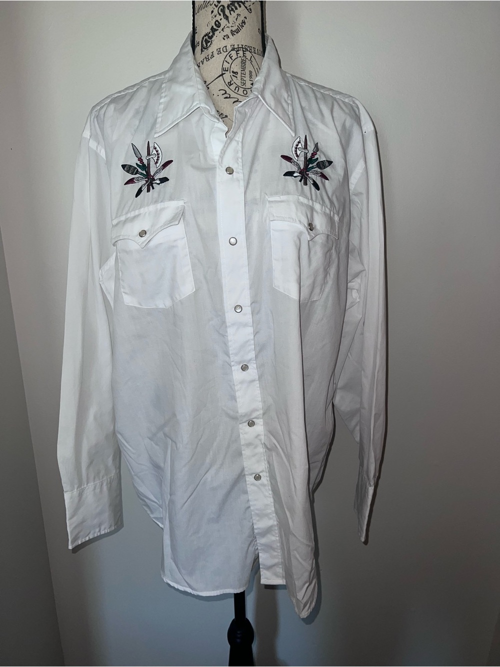Youngbloods Authentic Western Pearl Snap Shirt XL - Tomahawk Embroidery